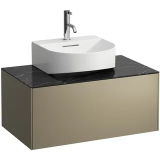 LAUFEN SONAR Schubladenelement, 1 Schublade, für Aufsatz-Handwaschbecken H816341, H816342, Ausschnitt Mitte, H4054410341421, Farbe: Titan/ Nero Marquina