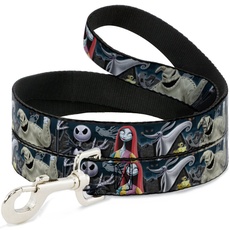 Buckle-Down DL-6FT-WDY256-W Hundeleine Nightmare Before Christmas mit 4 Figuren, 1,8 m lang, 3,8 cm breit