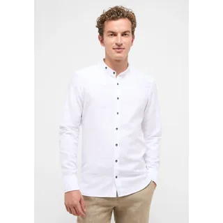 Langarmhemd ETERNA "SLIM FIT", Herren, Gr. 46, Normalgrößen, weiß, Twill, 59% Baumwolle, 41% Leinen, schmal, Manschette, Hemden Langarmhemd, EASY IRON (bügelleicht)