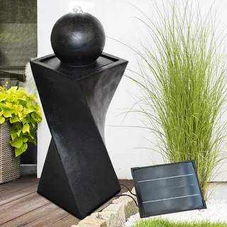 Solar Gartenbrunnen Granit Black-3 mit LED Light Solarbrunnen Zierbrunnen | mit Li-Ion-Akku & LED-Licht