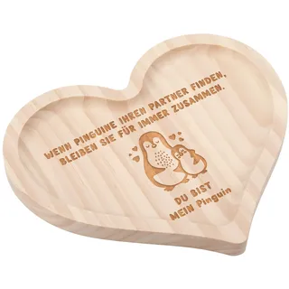 Geiserailie Jahrestag Geschenk für Sie, Pinguin Herzförmige Holztablett | Ich Liebe Dich Geschenke Holz Tablett Deko mit Gravur für Frau Ehemann Paare Geburtstag Jubiläumsgeschenk