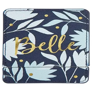 Draeger Paris | Taschenspiegel Belle mit blauem Etui mit Blumen | quadratischer Schminkspiegel zum Mitnehmen | Ideal für Zuhause und Reisen | 9 x 7 cm | Geschenkidee zum Geburtstag für Liebhaber,