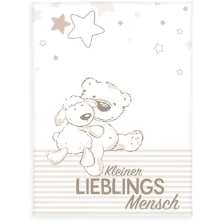 Herding Babydecke, Lieblingsmensch Motiv, 75 x 100 cm, Microfaserflausch, Weiß