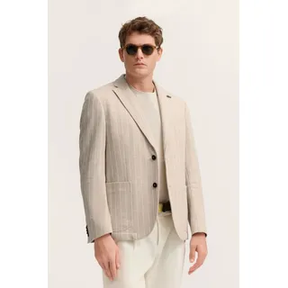 Sakko BUGATTI "Stretch-Funktion", Herren, Gr. 52, beige (30, beige), 90% Baumwolle, 10% Polyester, gestreift, regular fit, Sakkos Sakko, mit einem Streifen-Design