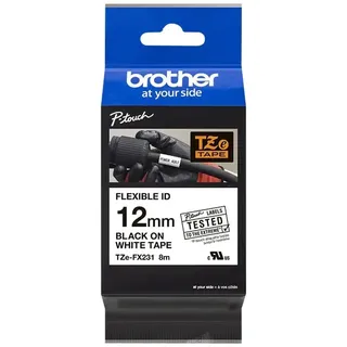 Brother TZe-FX231 laminiert schwarz auf weiß 1,2cm x 8m