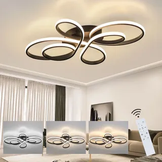 ZMH Deckenlampe LED Deckenleuchte Dimmbar - Wohnzimmerlampe Groß 100cm Wohnzimmer 90W Modern Schwarz Schlafzimmerlampe mit Fernbedienung Design Deckenbeleuchtung für Esszimmer Büro Küche