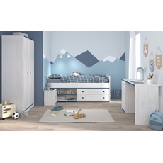 Bild Jugendzimmer-Set »Smoozy«, (4 St., Stauraumbett,Nachttisch, Kleiderschrank und Schreibtisch), weiß