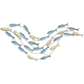 Homcom Wanddeko Luxuriöse Wandbild mit Fischdesign Wanddekoration Metallbild Hellblau , 3.8x50.2x99.7 cm , Bilder & Rahmen, Wanddeko
