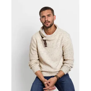 Schalkragenpullover MARCO DONATI "Pullover", Herren, Gr. 54, beige (ecru, meliert), 82% Polyacryl, 18% Polyester, meliert, Pullover Schalkragenpullover