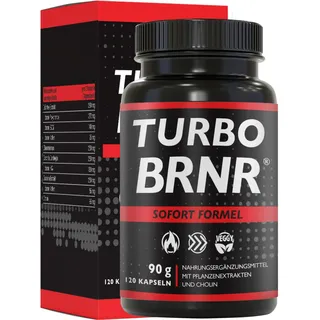 BRNR TURBO BRNR Sofort Stoffwechsel Formel mit Cholin, Grüntee Extrakt, Glucomannan, Garcinia Cambogia, Guarana, 120 Kapseln