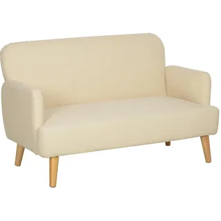 Homcom Sofa, 2 Sitzer , 130 x 74 x 79 cm, Cremeweiß , Weiß , Textil , 74x79x130 cm , Wohnzimmer, Sofas & Couches, Sofas, 2-Sitzer Sofas
