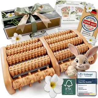 HELDSON® Fußmassageroller Holz - FSC®100% - Fußmassagegerät - Massage Roller für Fußmassage - Foot Massager - Fussmassageroller - Fussmassagegerät - Massagegerät für Füße - Fersensporn