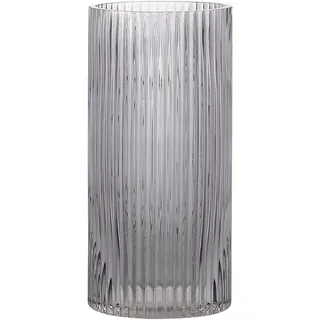 KAYLETIN Schwarze Glasvase für Blumen, gerippte Glasvasen, schwarze Blumenvase, hohe Zylindervasen für Wohnzimmer, Esstisch, Hochzeit, Bücherregal, Büro, 25 cm