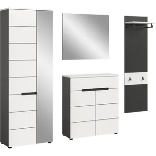 Canu Garderobenmöbel Set C33 weiß, grau. - Weiß