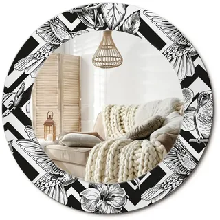 Wallfluent Spiegel Rund Ø 50 cm mit Aufdruck , Glas , 50x50x0.4 cm , Spiegel, Wandspiegel