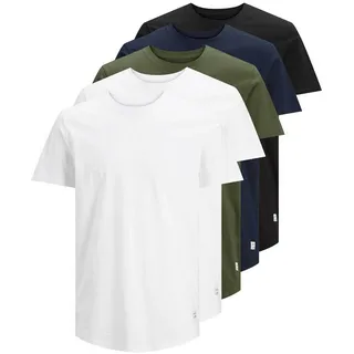 JACK & JONES T-Shirt JJENOA TEE SS CREW NECK 5PK MP NOOS«, blau,