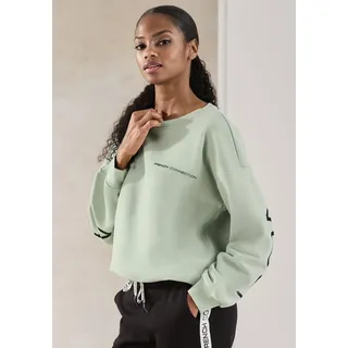 Sweatshirt FRENCH CONNECTION, Damen, Gr. 32/34, grün, Sweatware, Obermaterial: 60% Baumwolle, 40% Polyester, unifarben, bequem hüftlang, Rundhals, Rippbündchen, Sweatshirts Sweatshirt, mit großem Logodruck auf dem Rücken