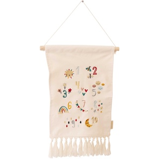 Papierdrachen Wanddeko für Jungen und Mädchen - Dekoration aus Stoff für das Kinderzimmer - Boho Wandteppich - Wandbehang mit Zahlen - Set 2