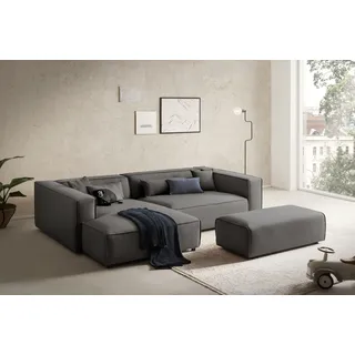 LeGer Home by Lena Gercke Ecksofa »PIARA XXL, L-Form, Schlaffunktion, Cord, Leinenoptik o. Strukturstoff« Hocker stellbar zum Schlafsofa (Krokodilverbinder), tiefe Sitzfläche,