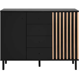 CaliCosy Sideboard 118 x 90 x 40 cm Schwarz / Eiche