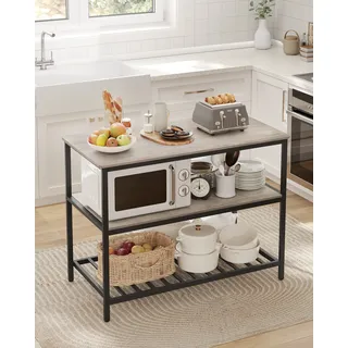 VASAGLE Küchenregal,120 x 60 x 90 cm, Kücheninsel, vintagebraun-schwarz - Grau
