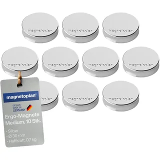 Magnetoplan Ergo-Magnete, medium, silber, Pack a 10 Stück