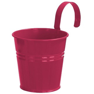 Dehner Pflanztöpfchen mit Bügelhalter, Ø 14 cm, Höhe 14 cm, Zink, pink