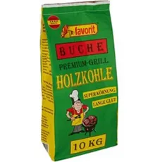 Favorit Buchen-Holzkohle 10kg (Grillkohle / Holzkohle in Premium Qualtiät - aus reinem Buchenholz, große Körnung, langanhaltende Glut) 1005