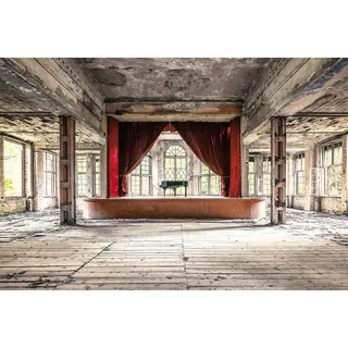 Bönninghoff Leinwandbild "Wandbild LOST PLACE KLAVIER 60x90 cm – Leinwandbild Keilrahmen Deko" Fenster & Türen  Gebäude  Innenarchitektur 1 Stk. tlg. auf Keilrahmen gespannt, farbe bild(er): beige, grau, rot