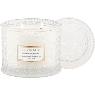 LA JOLIE MUSE Jasmin-Kerze, Aroma-Kerzen für zuhause, große 2-Docht-Soja-Kerze, Duftkerze Geschenk, sauber brennende Kerzen, ca. 340 g (12oz)