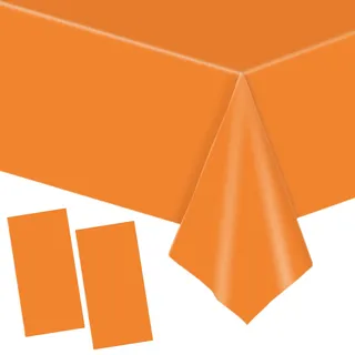 2 Stück Einweg Tischdecke Orange Papiertischdeck Roll Kunststoff Party Tischdecken,137 * 274cm Papiertischdecken Rolle wasserdichte Tischtuch für Bienen Party,Kindergeburtstag,Thanksgiving,Halloween