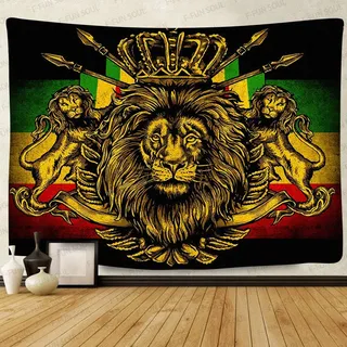 STCREE Rasta Rastafari-Wandteppich, groß, 203,2 x 152,4 cm, weiches Flanell, Löwen-Kronen-Flagge, Hippie-Kunst, Wandbehang für Wohnzimmer, Schlafzimmer, Dekoration, Banner GTZYFS635