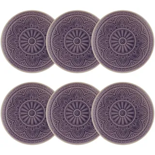 Butlers Teller 6er-Set Sumatra 14 cm , Violett , Keramik , 21x2x21 cm , Geschirr, Teller
