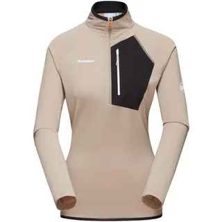 Mammut Damen Half Zip Pullover, L, Beige, Funktionsshirt, Oberteil für Sportler, aus Polartec Power Grid