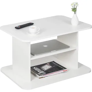 Ricoo Couchtisch Holz WM094-WM Wohnzimmertisch mit Stauraum 69 x 45 x 50 cm Tisch Wohnzimmer Sofatisch Coffee Table weiß