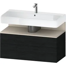 Duravit Qatego Waschtischunterbau, 1 Auszug und 1 Schublade, 990x470x590mm, Nische Taupe Supermatt, QA4395083, Farbe: Eiche Schwarz/mit Nischenbeleuchtung