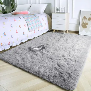 MARATIP Teppich Kinderzimmer Flur Grau 80x150 cmFlauschig Weich | Hochflor-Läufer, waschbar, rutschfest, flauschig. Perfekt für Diele, Eingang, Schlaf- und Kinderzimmer.