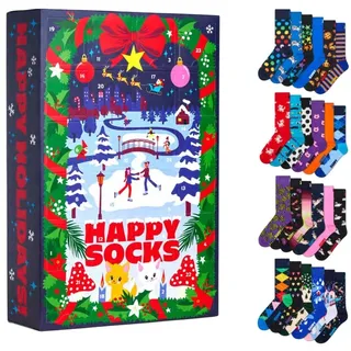 Happy Socks Tagessocke Crew Weihnachtsspecial #5 - Adventskalender 2025 mit 24 Paar - navyblau