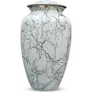 XXL Urne aus Metall - 3,5 Liter - Einzigartige Dekorationsurne für Menschliche und Tierasche - Marmor Weiß