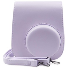 MUZIRI KINOKOO Schutzhülle und tragbare Tasche kompatibel für Fuji Instax Mini 12/Mini 11- PU-Leder Einfarbig Instax Mini 12/Mini 11 Tasche-Violett