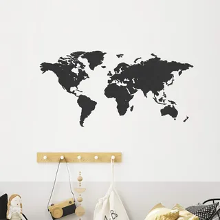 Creative Use of Technology Wanddeko: detaillierte lasergeschnittene Weltkarte aus Holz, schönes Deko für Ihren Wohnzimmer | Projektion: Mercator | Holzart: Schwarz MDF | Abmessung: M = 90 x 45 cm |