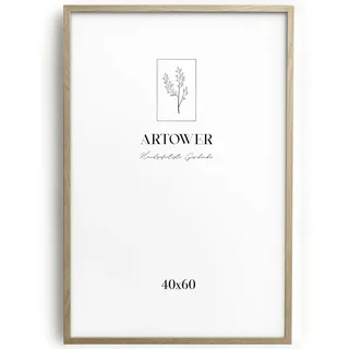 Artower® Bilderrahmen für 40 x 60 cm Natur Holz Eiche Dünner Rahmen | Posterrahmen Groß Vintage Collage | Picture Frame 40x60cm | Holzrahmen Holz-Bilderrahmen | Holzbilderrahmen Poster Rahmen Echtholz