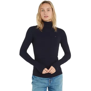 Tommy Hilfiger Damen Pullover Slim Fit Roll Neck Rollkragen, Blau (Desert Sky), M