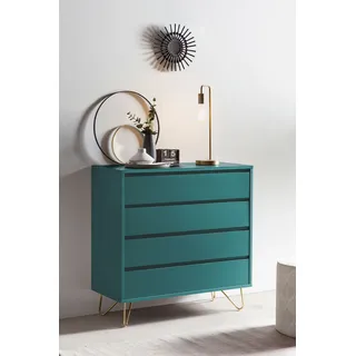 SalesFever Bolton 90 x 90 x 40 cm Blau / Gold / Petrol