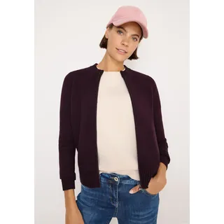 Cardigan CECIL, Damen, Gr. S (38), eggplant rot melange, Strick, Obermaterial: 37% Baumwolle, 34% Polyacryl, 26% Polyester, 3% Elasthan, meliert, regular fit normal, Rundhals, Rippbündchen, Strickjacken Cardigan, mit Rippbündchen