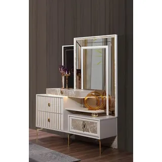 Schlafzimmer Schminktisch Weißer Designer Holz JVmoebel - Beige