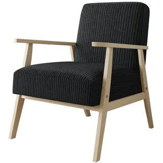 Mirjan24 Sessel Retro Cord , Anthrazit , Holz , Kiefer , Rechteckig , 59x76x67 cm , Wohnzimmer, Sessel, Polstersessel