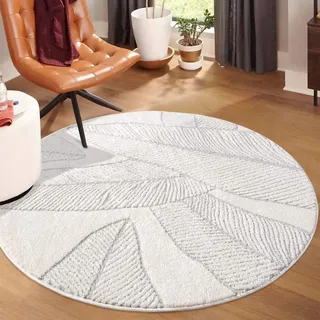 Carpet City Teppich »LOUNGE 0629«, rund, 15 mm Höhe, Kurzflor-Teppich Modern, Hoch-Tief-Struktur, Wohnzimmer, Schlafzimmer