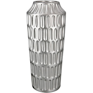 GILDE Vase aus Keramik - Deko Wohnzimmer Silberne Weihnachtsdeko Geschenk für Frauen - Farbe: Silber Höhe 37 cm