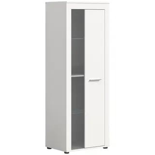 xonox.home Wohnzimmer Jam Vitrine Glasvitrine Dekoschrank Glas-Kommode Stauraumschrank in weiß Melamin, ca.60x159x35 cm
